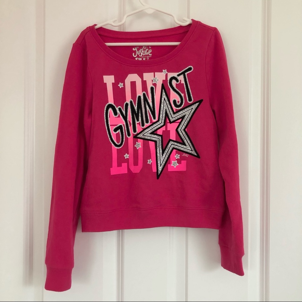 Justice Girls’ Pink Gymnast Sweatshirt
